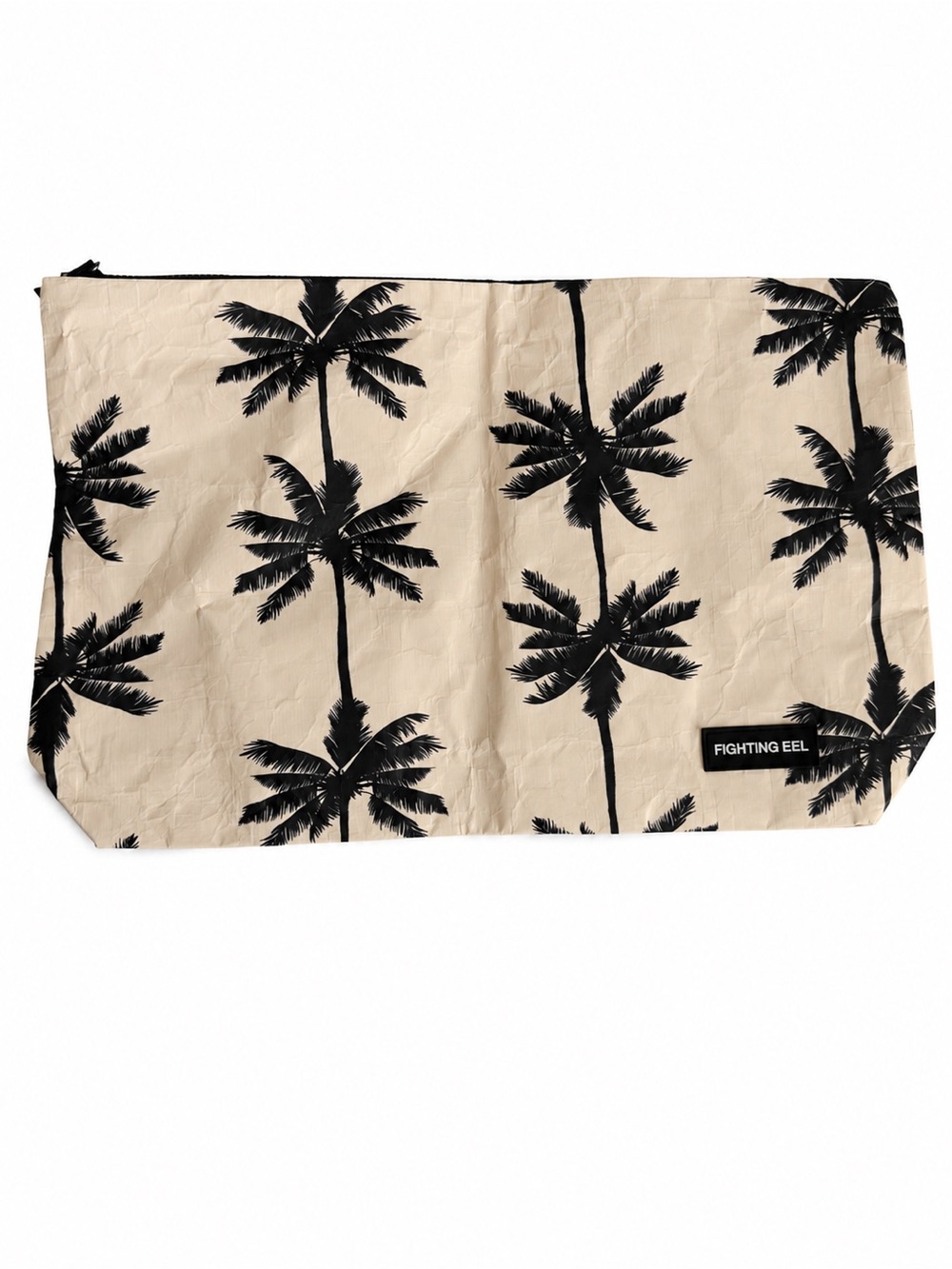 Fighting Eel Beige and Black Palm Tree Cosmetic Pouch